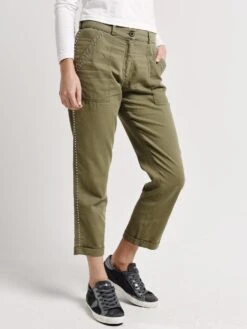 Monrow Studded Military Pants -Standrews Links Officials Store hb0386 olivealt1
