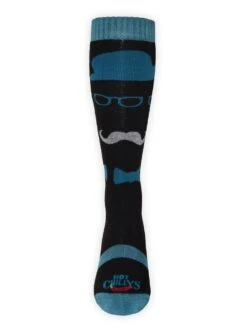 Hot Chillys Men's Moustche Mid Volume Sock -Standrews Links Officials Store hc2609p moustache blkalt1
