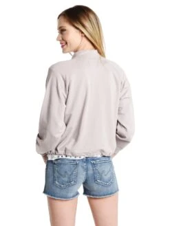 Monrow Boxy Track Jacket -Standrews Links Officials Store hj0146 dovegreyalt2