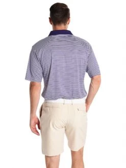 Saint Bernard Stripe Performance Knit Collar Polo -Standrews Links Officials Store hl1036 eggplantwhitealt3