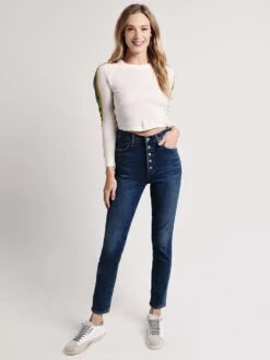 Illa Illa Stripe Sleeve Cropped Sweater 7 Illa Illa Stripe Sleeve Cropped Sweater -Standrews Links Officials Store im4717 ivoryalt1