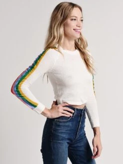 Illa Illa Stripe Sleeve Cropped Sweater 8 Illa Illa Stripe Sleeve Cropped Sweater -Standrews Links Officials Store im4717 ivoryalt2