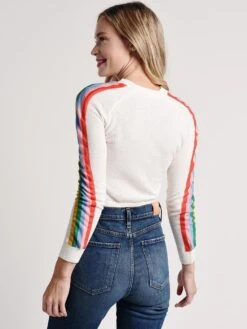 Illa Illa Stripe Sleeve Cropped Sweater 9 Illa Illa Stripe Sleeve Cropped Sweater -Standrews Links Officials Store im4717 ivoryalt3