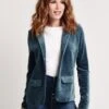 Majestic Women's Velour Long Sleeve One-Button Blazer