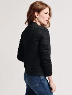 Majestic Viscose Quilted Zip Front Blazer Jacket -Standrews Links Officials Store j048 fve030 anthracitechinealt2