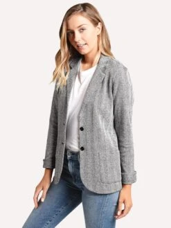 Majestic Chevron Long Sleeve Button Blazer -Standrews Links Officials Store j079 fve040 noir milkalt2