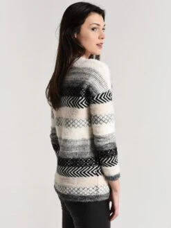 Jack Sundance Mixed Stripe Sweater -Standrews Links Officials Store ji406427 ivoryalt1