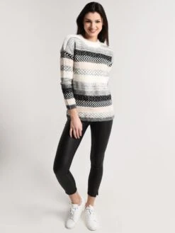 Jack Sundance Mixed Stripe Sweater -Standrews Links Officials Store ji406427 ivoryalt3