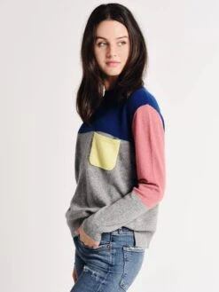 Chinti & Parker Luis Colour Block Turtle Sweater -Standrews Links Officials Store kl75gm grey multialt1