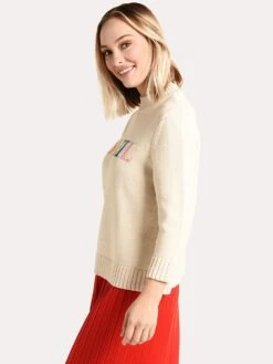 Chinti & Parker Cream Cotton Soleil Sweater -Standrews Links Officials Store kn42 creamalt1