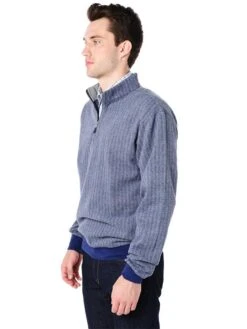 Peter Millar Men's Melange Fleece Herringbone 1/4 Zip Pullover -Standrews Links Officials Store mf16k37 patriotnavyalt2