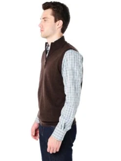 Peter Millar Men's Marino Wool 1/4 Zip Vest -Standrews Links Officials Store mf16s54 bisonalt2