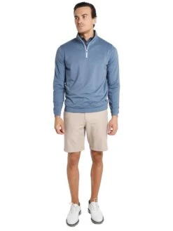 Peter Millar Perth Stretch Melange 1/4 Zip Pullover -Standrews Links Officials Store mf17ek40b midnightalt1