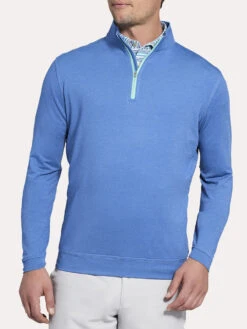 Peter Millar Perth Stretch Loop Melange 1/4 Zip -Standrews Links Officials Store mf18ek40b plazablue
