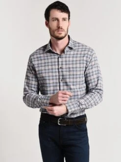 Peter Millar Allman Performance Plaid Flannel Sport Shirt
