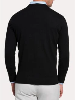 Peter Millar Men's Crown Comfort Cashmere V-Neck Sweater -Standrews Links Officials Store mf18s14 blackalt1