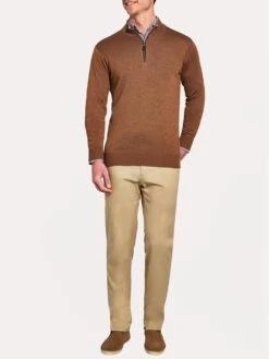 Peter Millar Nappa Trimmed Quarter-Zip Sweater -Standrews Links Officials Store mf18s60 bourbonalt1