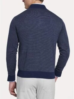 Peter Millar Needle Stripe Quarter-Zip Sweater -Standrews Links Officials Store mf18s63 perfectnavyalt1
