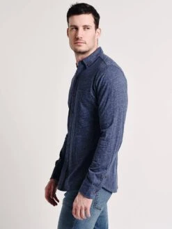 Faherty Luxe Heather Knit Shirt -Standrews Links Officials Store mkf1889 navyalt1