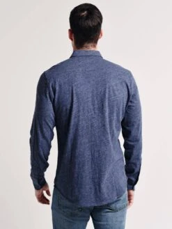 Faherty Luxe Heather Knit Shirt -Standrews Links Officials Store mkf1889 navyalt2