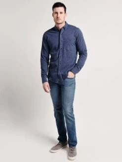 Faherty Luxe Heather Knit Shirt -Standrews Links Officials Store mkf1889 navyalt3