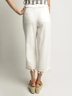 Moon River Wide Leg Pant With Pom Trim -Standrews Links Officials Store mr3717 ivoryalt3