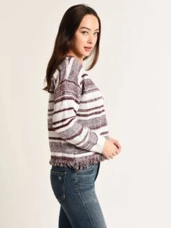 Moon River Knit Stripe Sweater -Standrews Links Officials Store mr4174 burgundystripealt2
