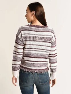 Moon River Knit Stripe Sweater -Standrews Links Officials Store mr4174 burgundystripealt3