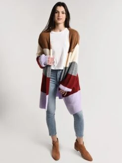 Moon River Bubble Sleeve Oversized Cardigan 9 Moon River Bubble Sleeve Oversized Cardigan -Standrews Links Officials Store mr4542 lavendarstripealt3