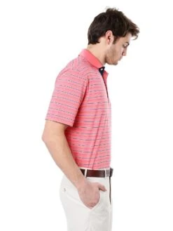 Peter Millar Men's Barracuda Stripe Stretch Jersey Polo -Standrews Links Officials Store ms16ek20 guavaalt1
