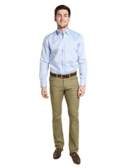 Peter Millar Men's Crown Soft Pinpoint Sport Shirt -Standrews Links Officials Store ms18w02nbl tarheelbluealt3