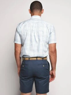 Peter Millar Men's Crown Ease Sloan Plaid Short Sleeve Sport Shirt -Standrews Links Officials Store ms18w114css heronbluealt2