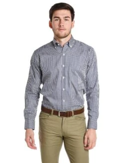 Peter Millar Men's Crown Soft Gingham Sport Shirt -Standrews Links Officials Store ms18w11nbl yankeeblue