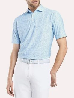Peter Millar Men's Lyon Printed Fish Stretch Mesh Polo