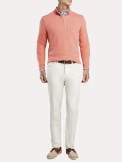 Peter Millar Men's Seaside Cotton Slub Quarter-Zip -Standrews Links Officials Store ms19k29 grapefruitalt2