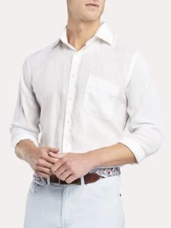 Peter Millar Crown Cool Linen Shirt -Standrews Links Officials Store ms19w04csl white 8dea86cf 3f7d 4bc8 8dda 20d6e24b4f2b