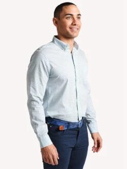 Faherty Brand Stretch Poplin Shirt -Standrews Links Officials Store mws1924 greenginghamalt3