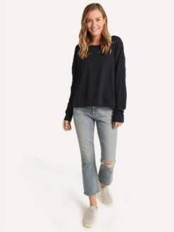 Sundry Side Stripes Easy Long Sleeve Sweatshirt -Standrews Links Officials Store p3 793t5 navysidestripesalt3