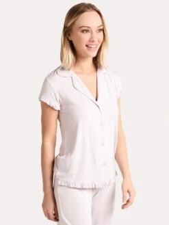 Eberjey Ruthie Short Sleeve And Cropped Pant Ruffle PJ Set