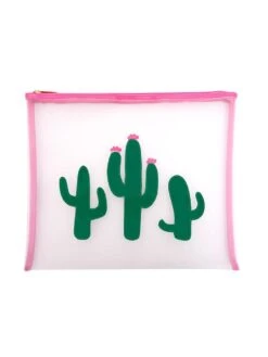 Lolo White Mesh Lydia With Hunter Green Cactus And Pink Flowers