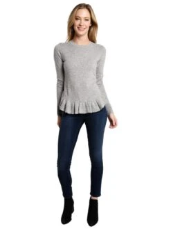 Autumn Cashmere Ruffle Shirttail Crew Sweater -Standrews Links Officials Store r10700 sweatshirtalt3