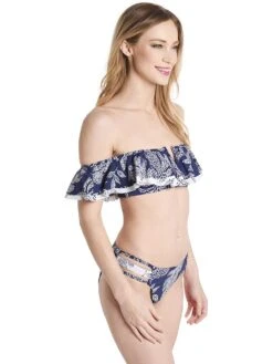 Red Carter Amazon Jungle Double Ruffle V Bandeau -Standrews Links Officials Store rcam318281 navyalt1