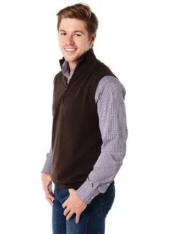Saint Bernard Zip Mock Vest -Standrews Links Officials Store s1603 brownalt2