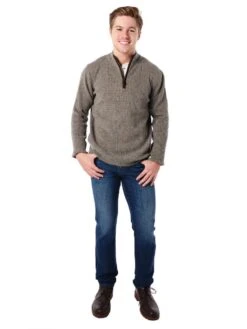 Saint Bernard Ribbed Zip Mock Sweater -Standrews Links Officials Store s1615 olivealt1