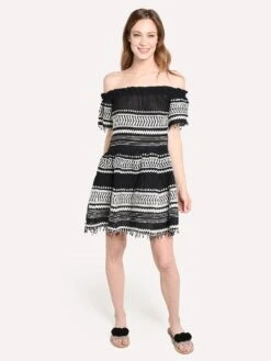 LemLem Maya Off Shoulder Dress -Standrews Links Officials Store s1933 blackalt2