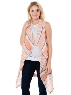 BB Dakota Avery Stripe Linen & Cotton Drape Front Vest