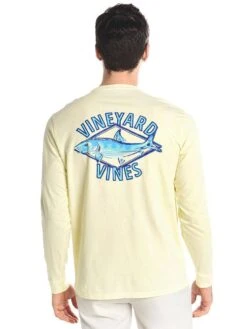 Vineyard Vines Men's Long Sleeve Bonefish Diamond Pocket Tee