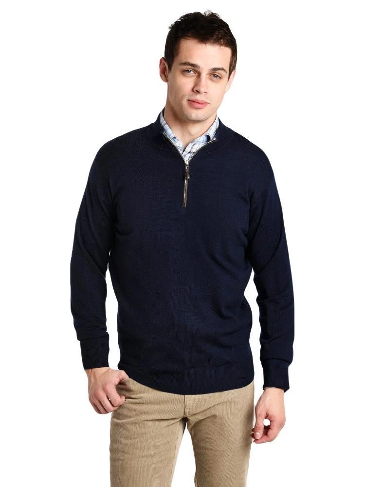 Peter Millar Men's Merino Napa Trimmed Quarter-Zip