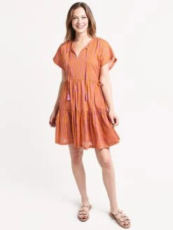 Oliphant Side Tie Tassel Short Dress -Standrews Links Officials Store sidetietasseldress orangealt3