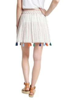 Alicia Bell Women's Stripe Embroidered Skirt 8 Alicia Bell Women's Stripe Embroidered Skirt -Standrews Links Officials Store smockskirt stripeembalt2